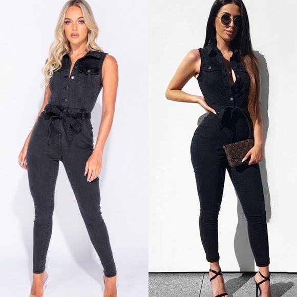 denim bodycon jumpsuit